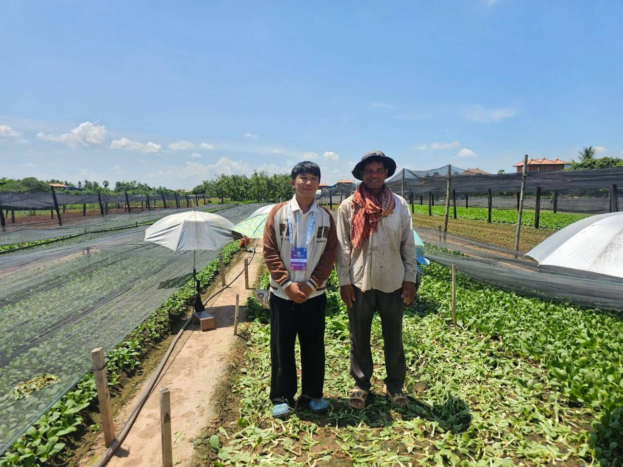With a farmer on the plot